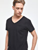 V-neck With Pockets Black T-shirt