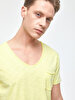 V-neck With Pockets Yellow T-shirt