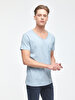 V-neck With Pockets Blue T-shirt