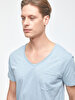 V-neck With Pockets Blue T-shirt