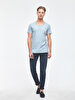 V-neck With Pockets Blue T-shirt