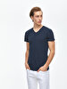 V-neck Basic Fit Navy T-shirt