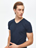 V-neck Basic Fit Navy T-shirt