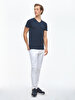 V-neck Basic Fit Navy T-shirt