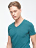 V-neck Basic Fit Green T-shirt