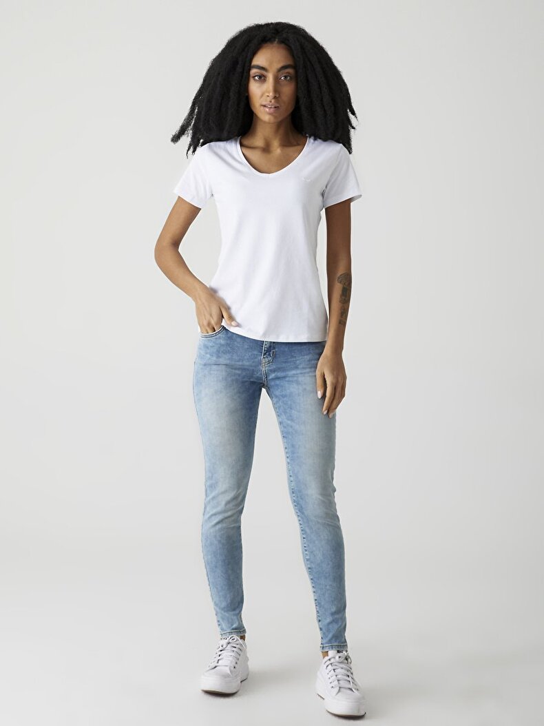 Lonia Mid Rise Orta Bel Jean Hosen