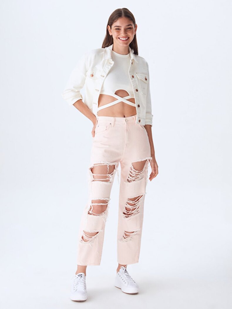 Shena High Waist Ripped Comfortable Cut Jeans Hosen Shena High Waist Ripped Comfortable Cut Jeans Hosen