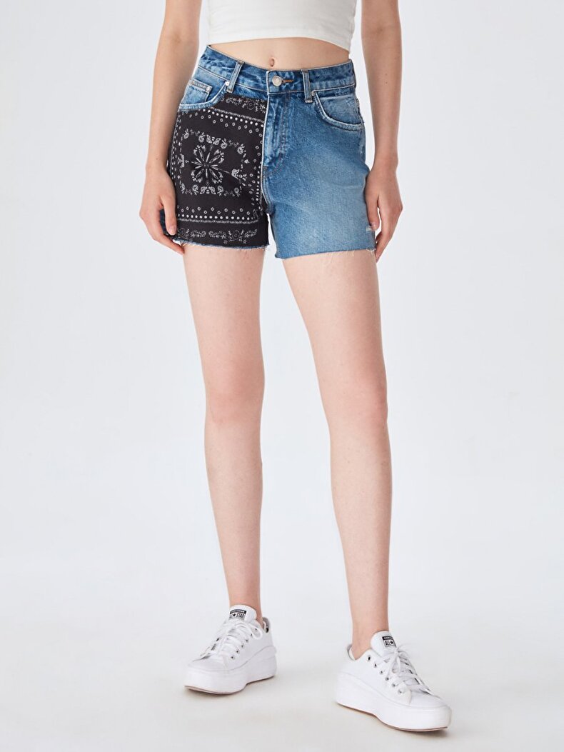 Jadey Yüksek Bel Jean Shorts