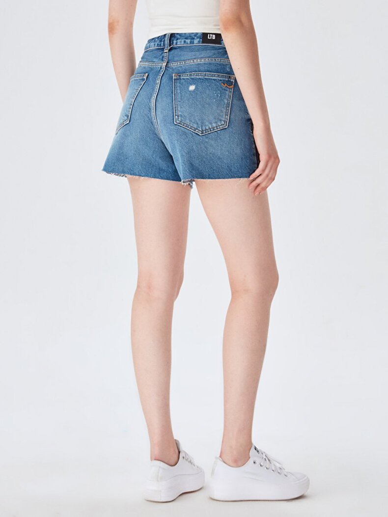Jadey Yüksek Bel Jean Shorts