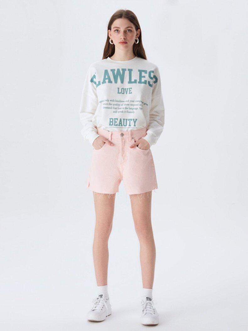 Deana Zip Yüksek Bel Jean Shorts
