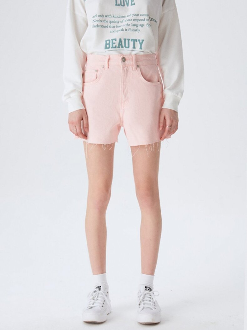 Deana Zip Yüksek Bel Jean Shorts