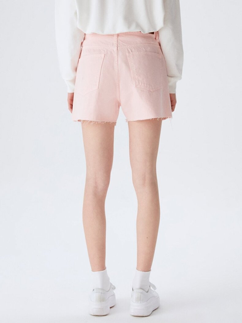Deana Zip Yüksek Bel Jean Shorts