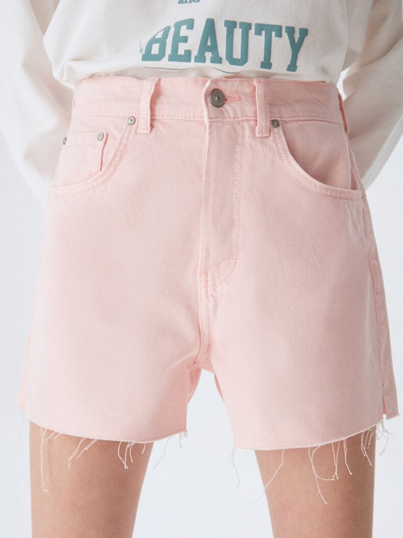 Deana Zip Yüksek Bel Jean Shorts