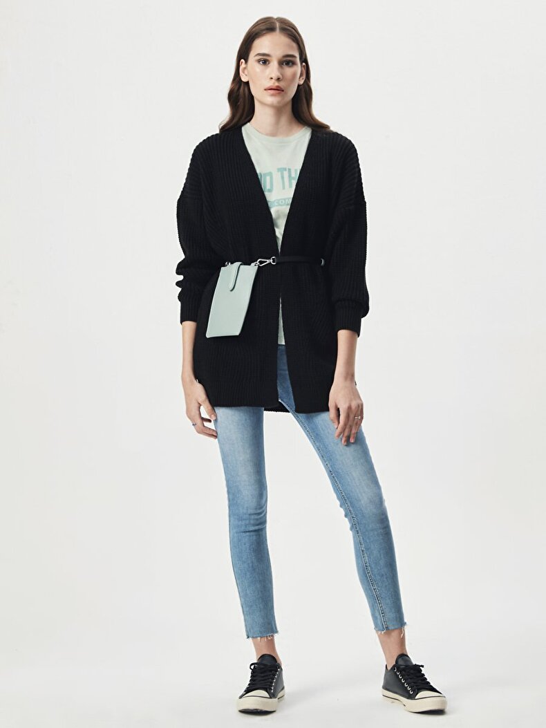 Knitted Schwarz Strickjacke