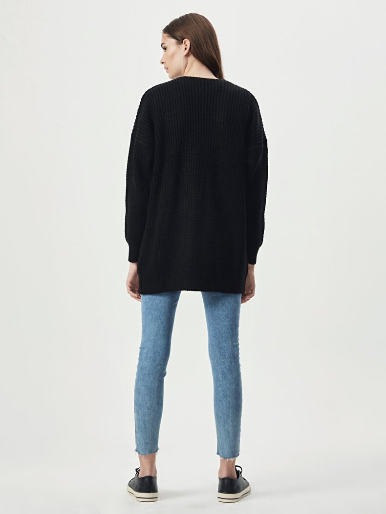 Knitted Schwarz Strickjacke
