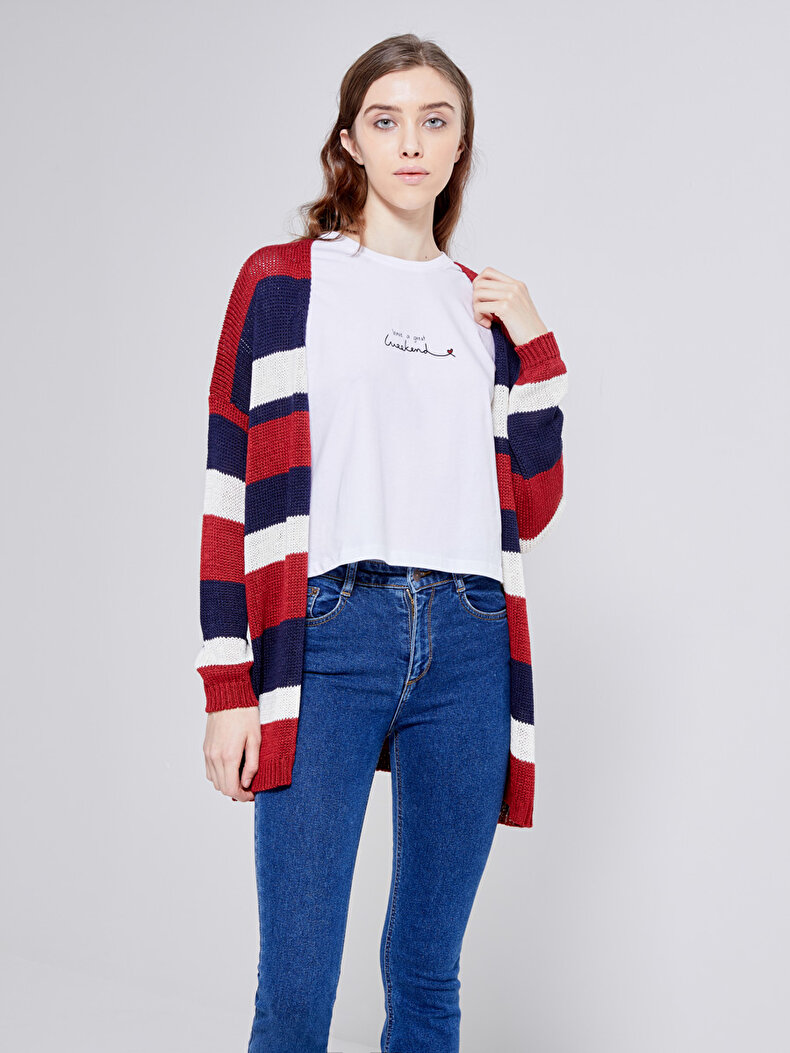 Blau Strickjacke