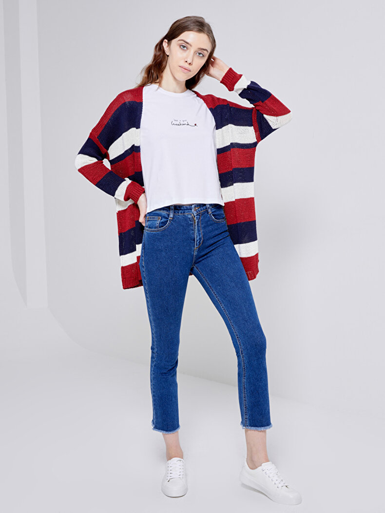 Blau Strickjacke