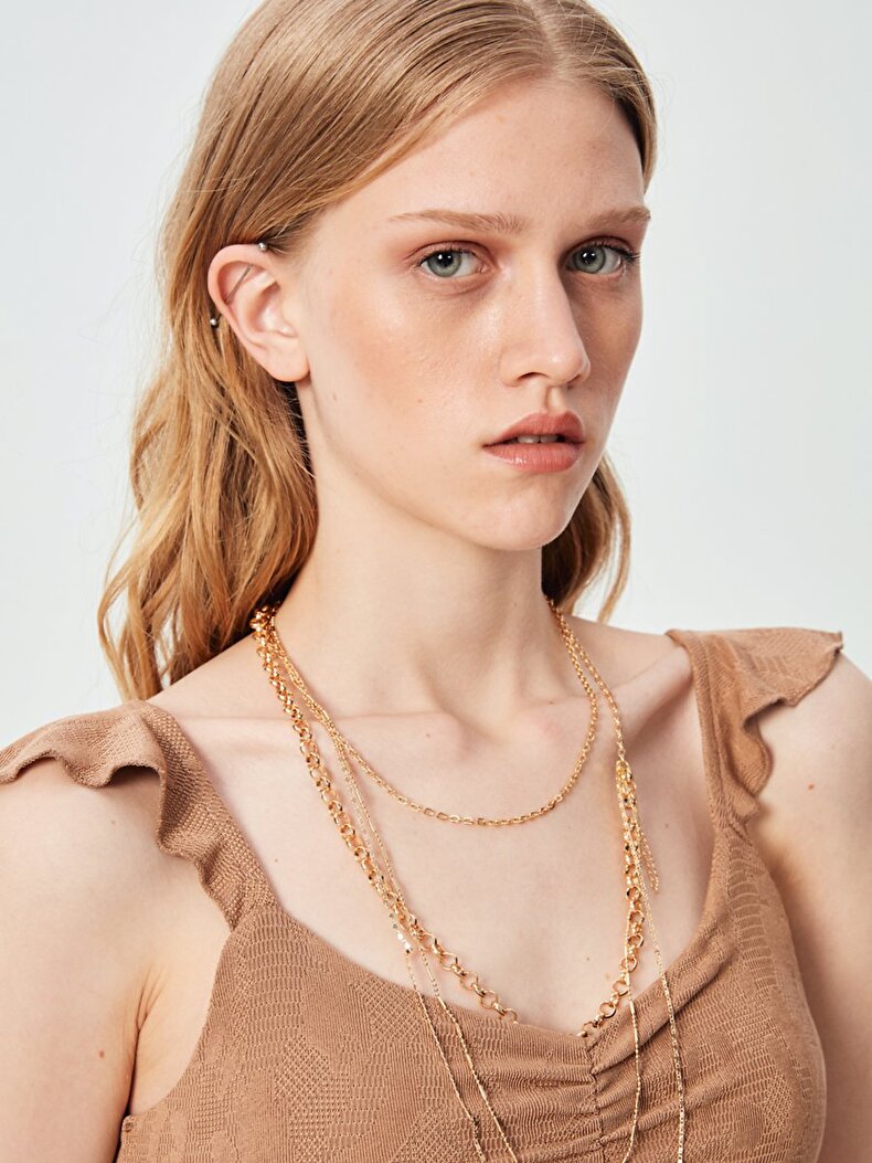 With Ruffles Detailed Spaghetti Strap Braun Klei̇d